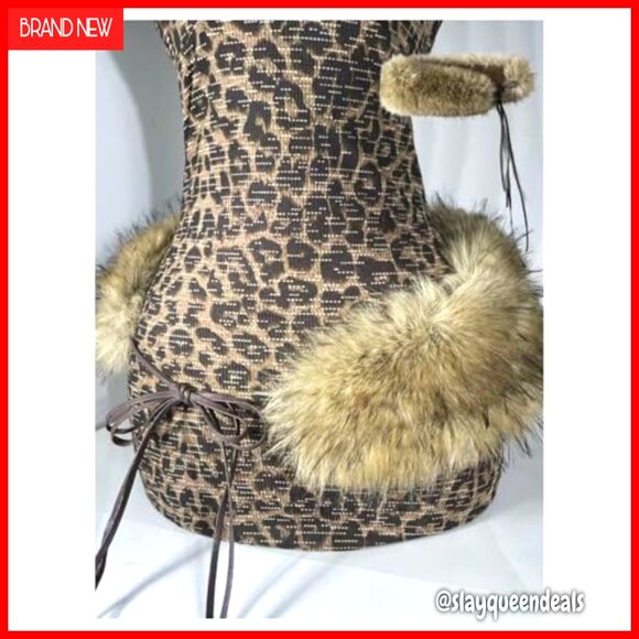 Faux Fur Tie Waist Wide Leather Belt for Dresses Jeans Vintage Accessory main image 4